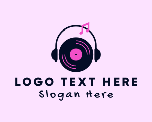 Radio Station - Music Disc Headphones logo design