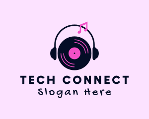 Recording Artist - Music Disc Headphones logo design