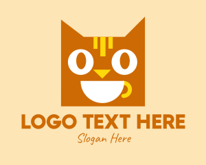 Cafeteria - Happy Coffee Cat logo design