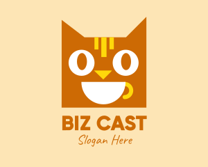 Hot - Happy Coffee Cat logo design