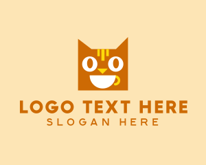 Cute - Happy Coffee Cat logo design