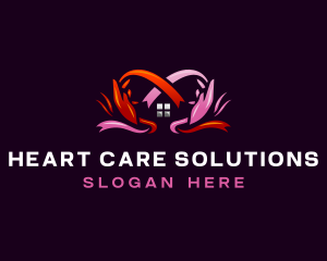 Hand Heart Ribbon logo design