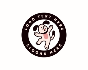 Puppy Daycare - Jumping Happy Dog logo design