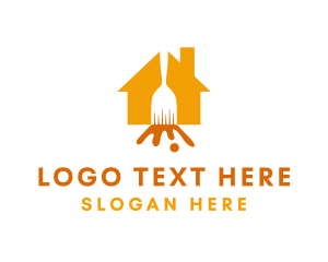 Housing - Yellow House Paintbrush logo design