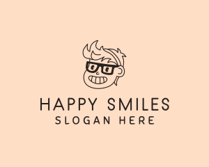 Grin - Nerd Kid Eyeglasses logo design