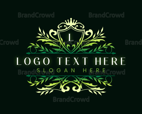 Premium Floral Shield Crown Logo