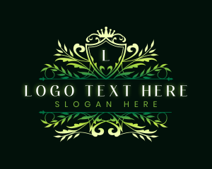 Plant - Premium Floral Shield Crown logo design