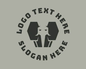 Monochrome - Geometric Elephant Trunk logo design