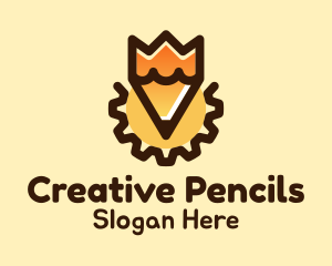 Cog Pencil Writer  logo design