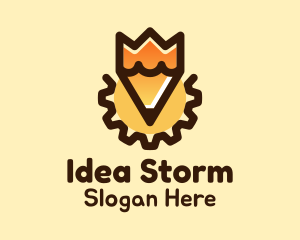 Brainstorm - Cog Pencil Writer logo design