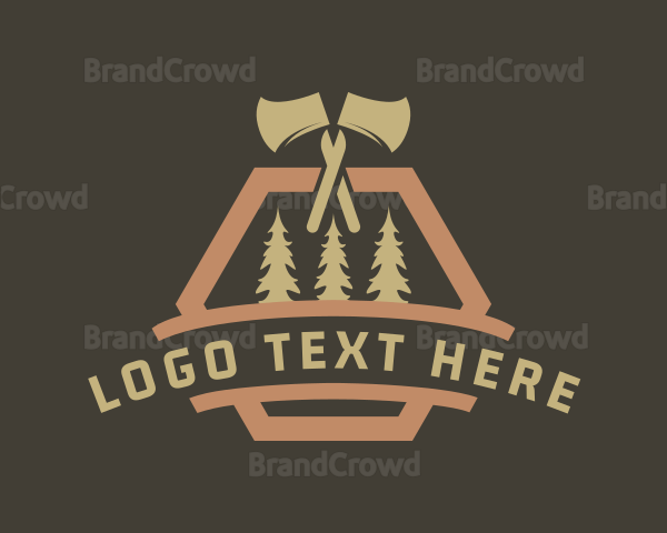 Axe Pine Tree Lumberjack Logo