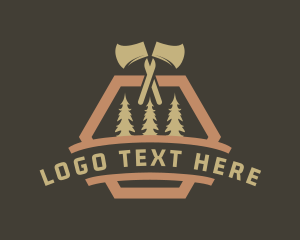 Pine Tree - Axe Pine Tree Lumberjack logo design