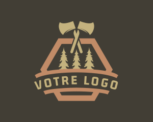 Axe Pine Tree Lumberjack Logo