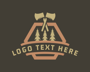 Axe Pine Tree Lumberjack Logo