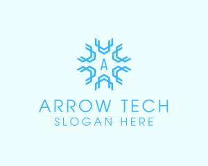 Geometric Snowflake Weather logo design