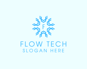 Geometric Snowflake Weather logo design