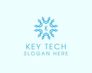 Geometric Snowflake Weather logo design