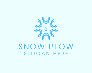 Geometric Snowflake Weather logo design