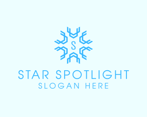 Geometric Snowflake Weather logo design