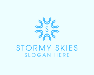 Geometric Snowflake Weather logo design
