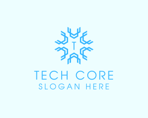 Geometric Snowflake Weather logo design