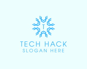 Geometric Snowflake Weather logo design