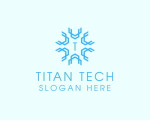 Geometric Snowflake Weather logo design