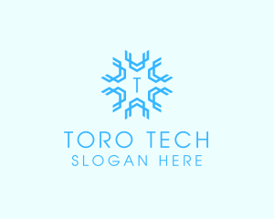 Geometric Snowflake Weather logo design