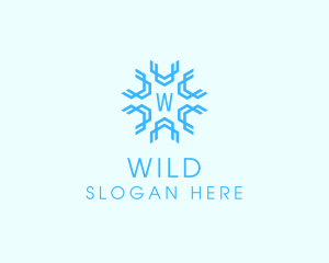 Technology - Geometric Snowflake Weather logo design