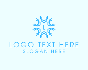 Cold - Geometric Snowflake Weather logo design
