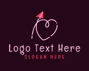 Love Letter - Valentine Paper Plane Heart logo design