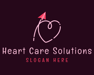 Valentine Paper Plane Heart logo design