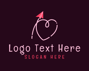 Dating Site - Valentine Paper Plane Heart logo design