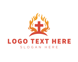 Jesus - Blazing Holy Cross logo design