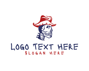 Pirate - Cowboy Skull Head logo design