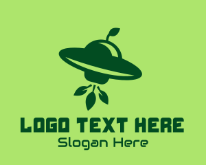 Outer Space - Spaceship Leaf Invasion logo design
