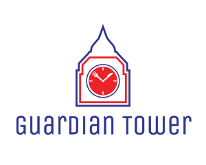 London Restaurant Clock Tower logo design