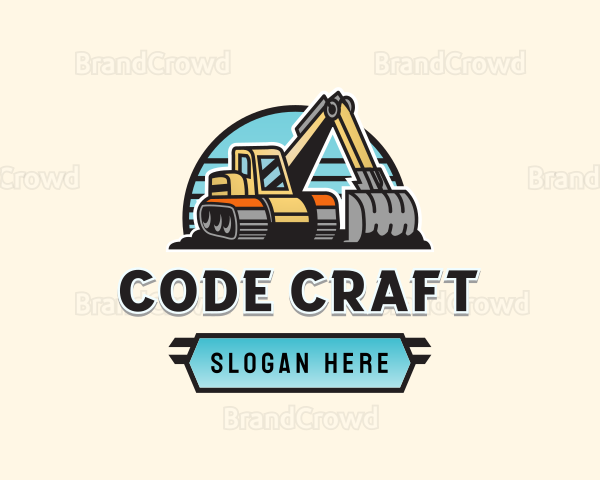 Construction Excavator Quarry Logo