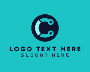 Text - Circuit Letter C logo design