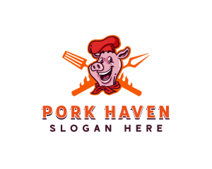 Barbecue Roasted Pig logo design