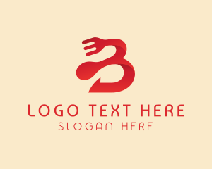 Food - Bent Cutlery Letter B logo design