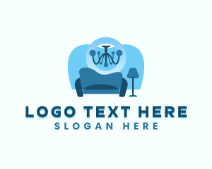 Furniture - Sofa Chair Chandelier logo design