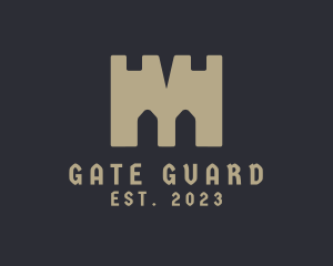 Gate - Castle Gate Letter M logo design