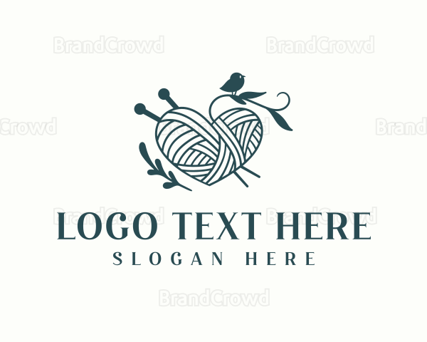 Heart Yarn Knitting Logo