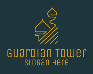 Gold Muslim Mosque Tower logo design