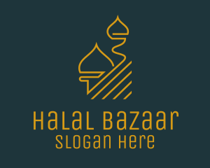 Gold Muslim Mosque Tower logo design