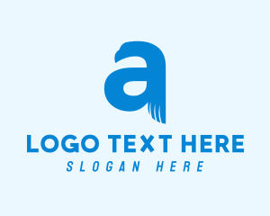 Flying - Blue Eagle Letter A logo design