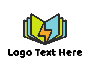 Online Learning - Power Book Pages logo design