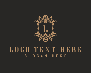 Luxury - Floral Rose Shield logo design