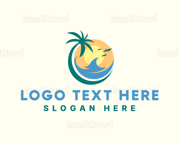 Ocean Wave Vacation Travel Logo